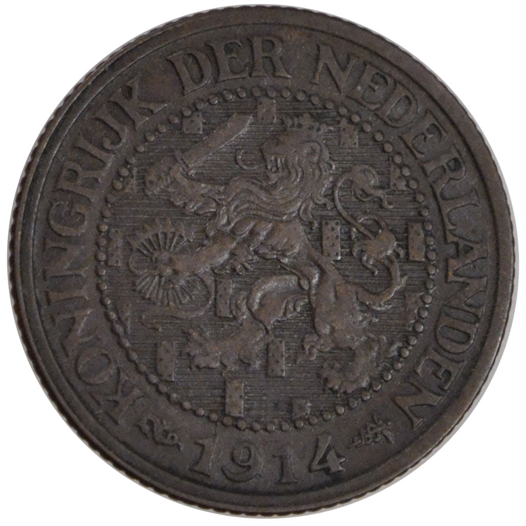 NETHERLANDS, 2-1/2 Cent, 1914, KM #150, AU(55-58), Bronze, 23.4, 4.06