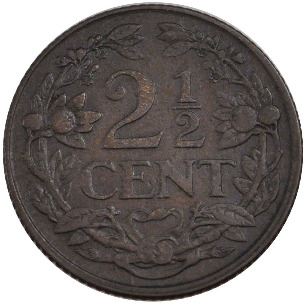 NETHERLANDS, 2-1/2 Cent, 1914, KM #150, AU(55-58), Bronze, 23.4, 4.06
