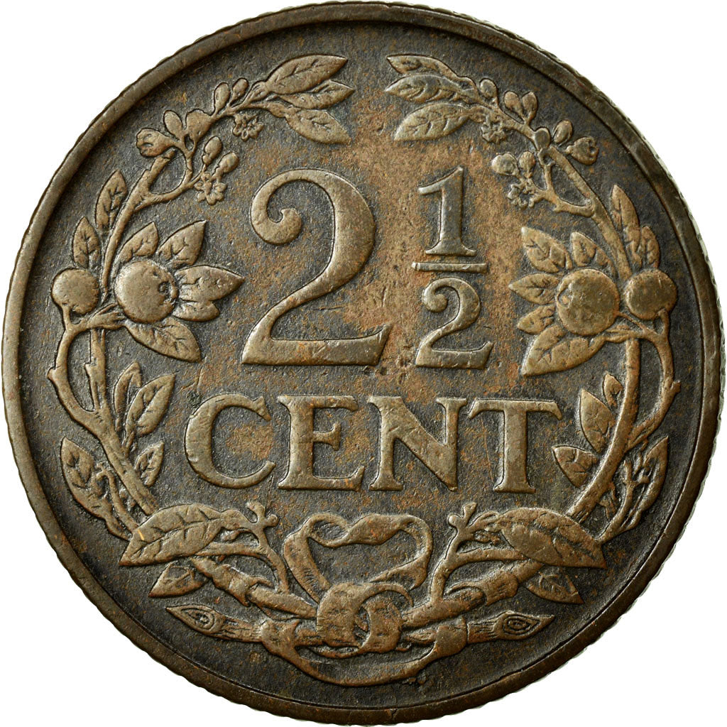 Coin, Netherlands, Wilhelmina I, 2-1/2 Cent, 1918, AU(55-58), Bronze, KM:150