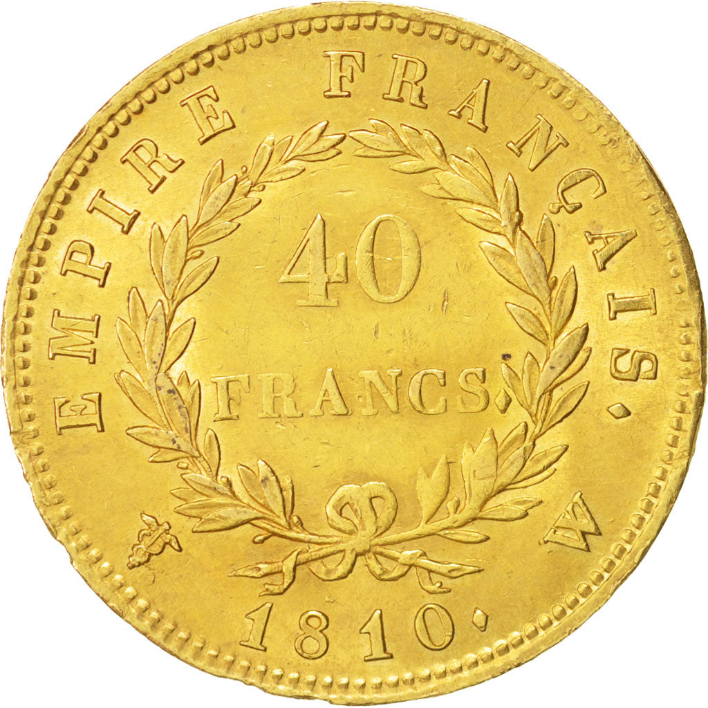 France, Napoléon I, 40 Francs, 1810, Lille, AU(55-58),Gold,KM:696.6,Gadoury 1084