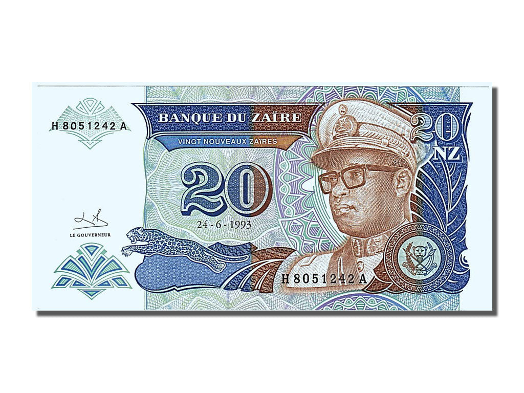 Billet, Zaïre, 20 Nouveaux Zaïres, 1993, 1993-06-24, NEUF