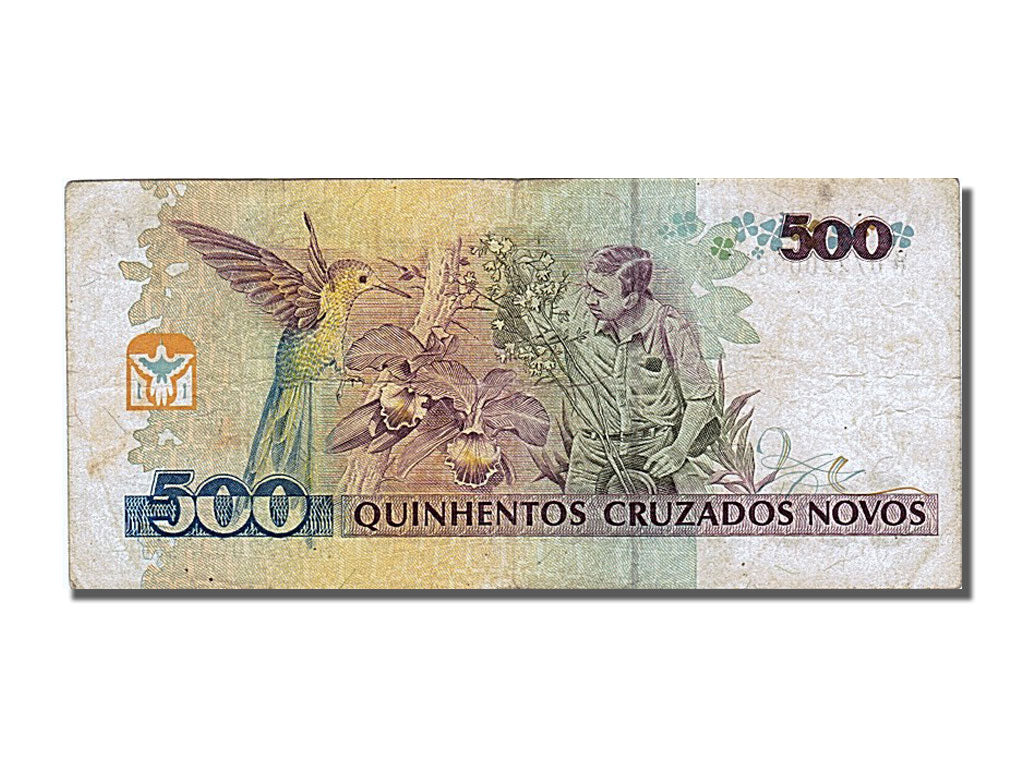 Brazil, 500 Cruzeiros on 500 Cruzados Novos, 1990, KM #226b, EF(40-45),...