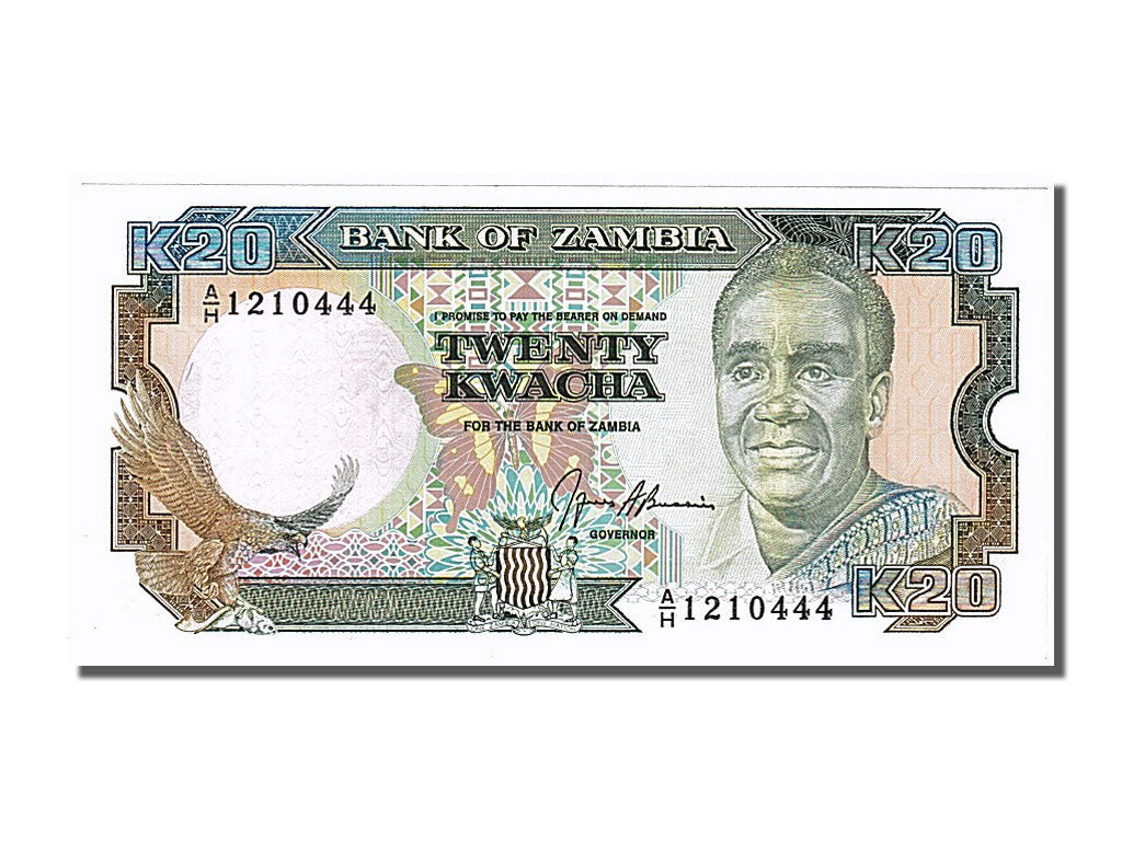 Billet, Zambie, 20 Kwacha, 1989, NEUF