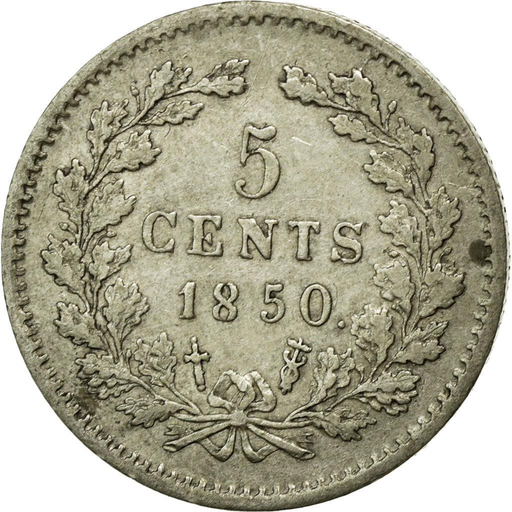Coin, Netherlands, William III, 5 Cents, 1850, AU(50-53), Silver, KM:91