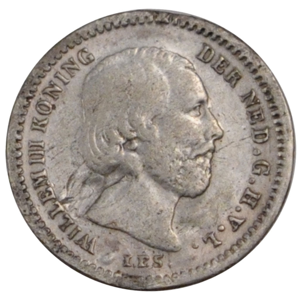 NETHERLANDS, 5 Cents, 1850, KM #91, VF(30-35), Silver, 12.5, 0.67