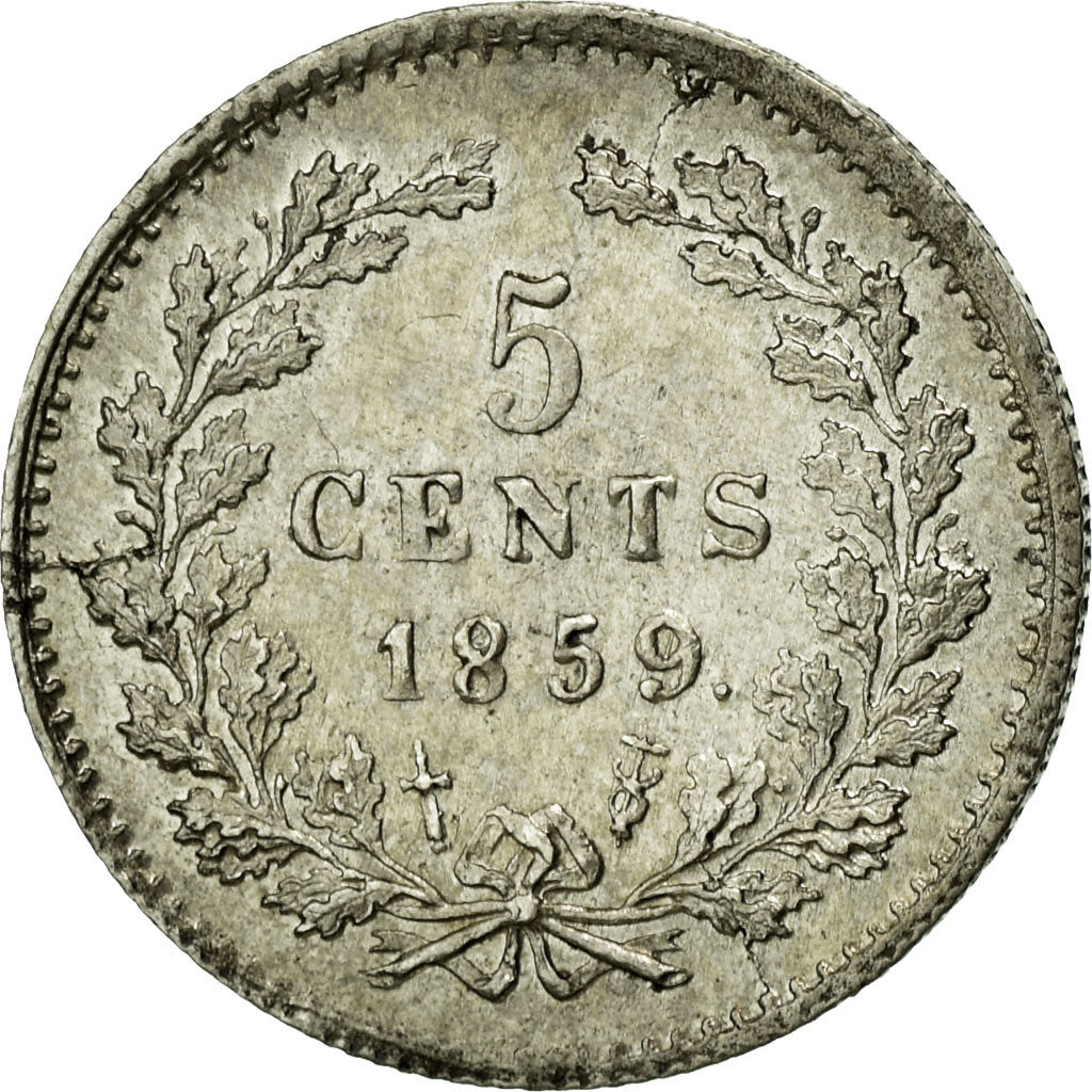 Coin, Netherlands, William III, 5 Cents, 1859, MS(60-62), Silver, KM:91