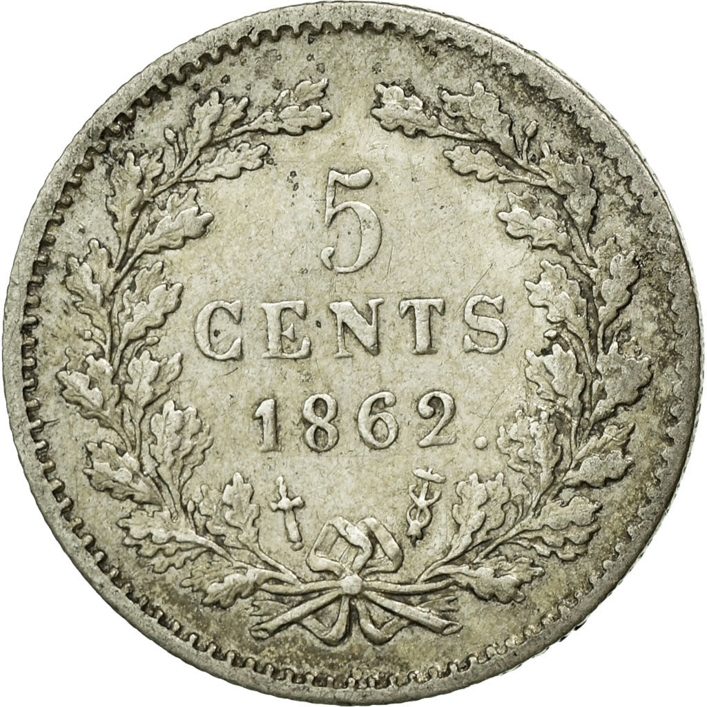 Coin, Netherlands, William III, 5 Cents, 1862, EF(40-45), Silver, KM:91