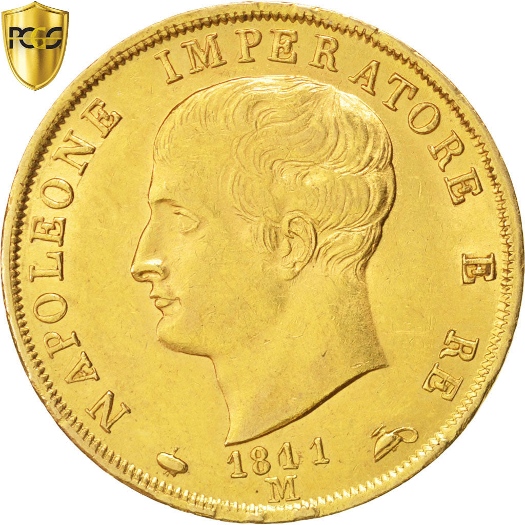 ITALIAN STATES, Napoleon I, 40 Lire, 1811, Milan, PCGS AU58, KM:12