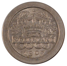 NETHERLANDS, 5 Cents, 1907, KM #137, AU(55-58), Copper-Nickel, 12, 4.50