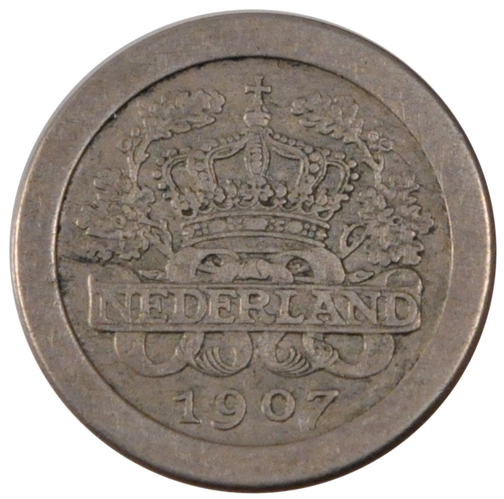 NETHERLANDS, 5 Cents, 1907, KM #137, EF(40-45), Copper-Nickel, 12, 4.51