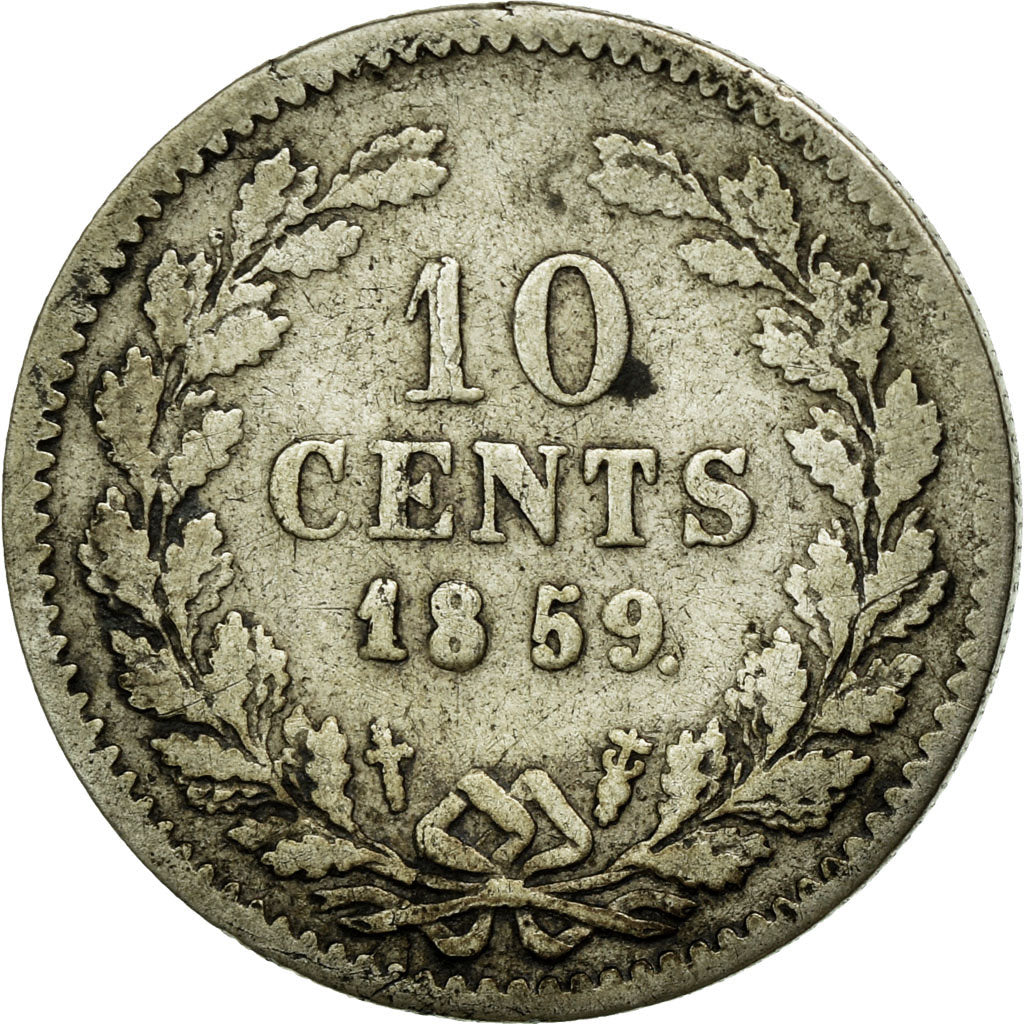 Coin, Netherlands, William III, 10 Cents, 1859, VF(30-35), Silver, KM:80