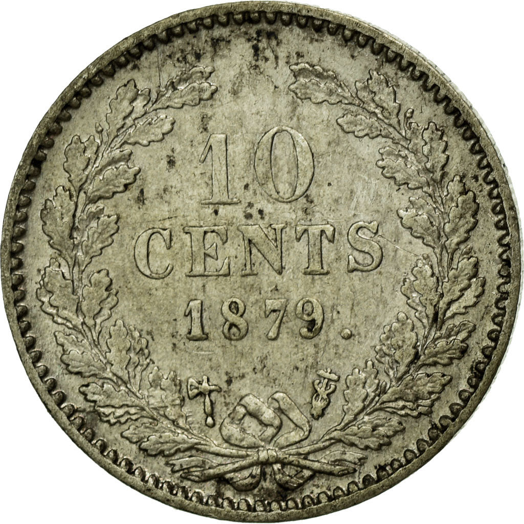 Coin, Netherlands, William III, 10 Cents, 1879, AU(55-58), Silver, KM:80