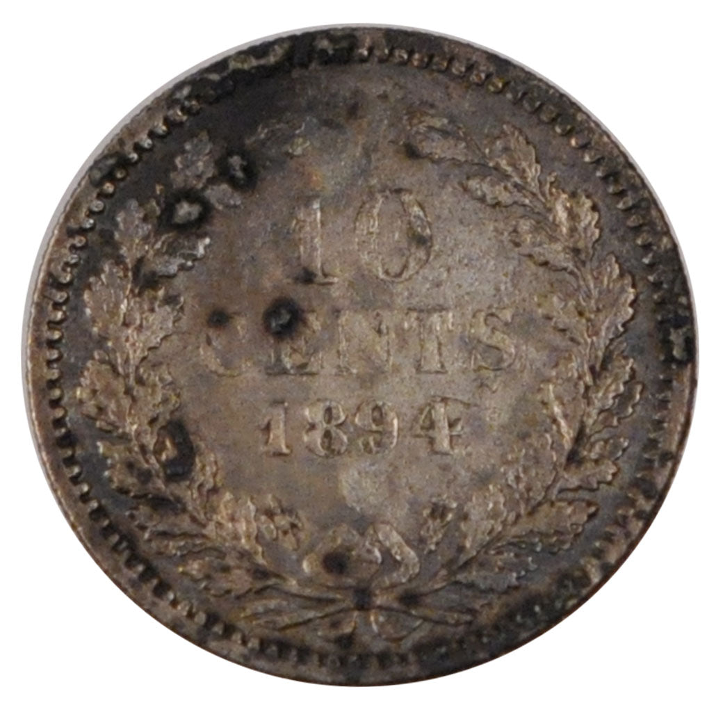 NETHERLANDS, 10 Cents, 1894, KM #116, VF(20-25), Silver, 15.2, 1.35