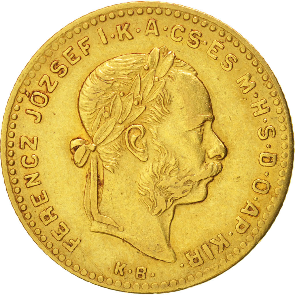 Hungary, Franz Joseph I, 4 Forint 10 Francs, 1884, EF(40-45), Gold, KM:466