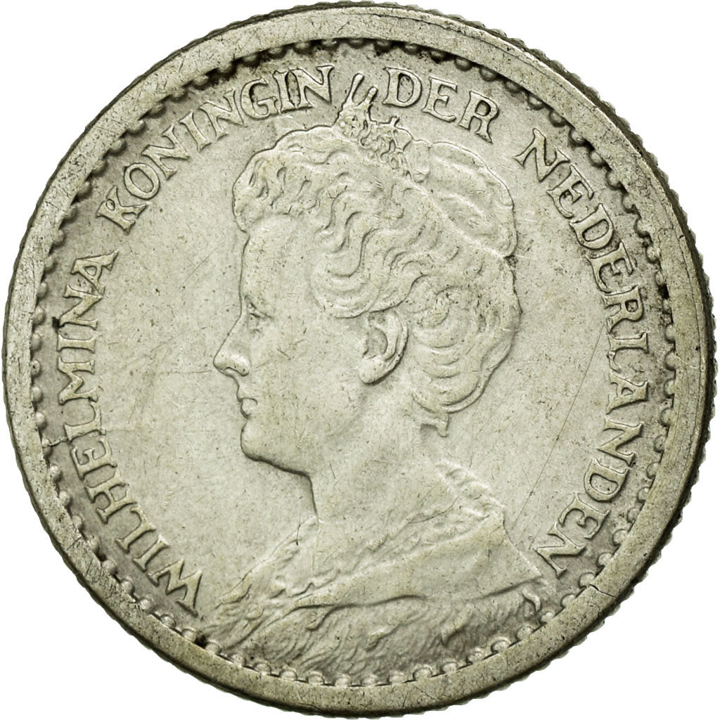 Coin, Netherlands, Wilhelmina I, 10 Cents, 1917, AU(55-58), Silver, KM:145