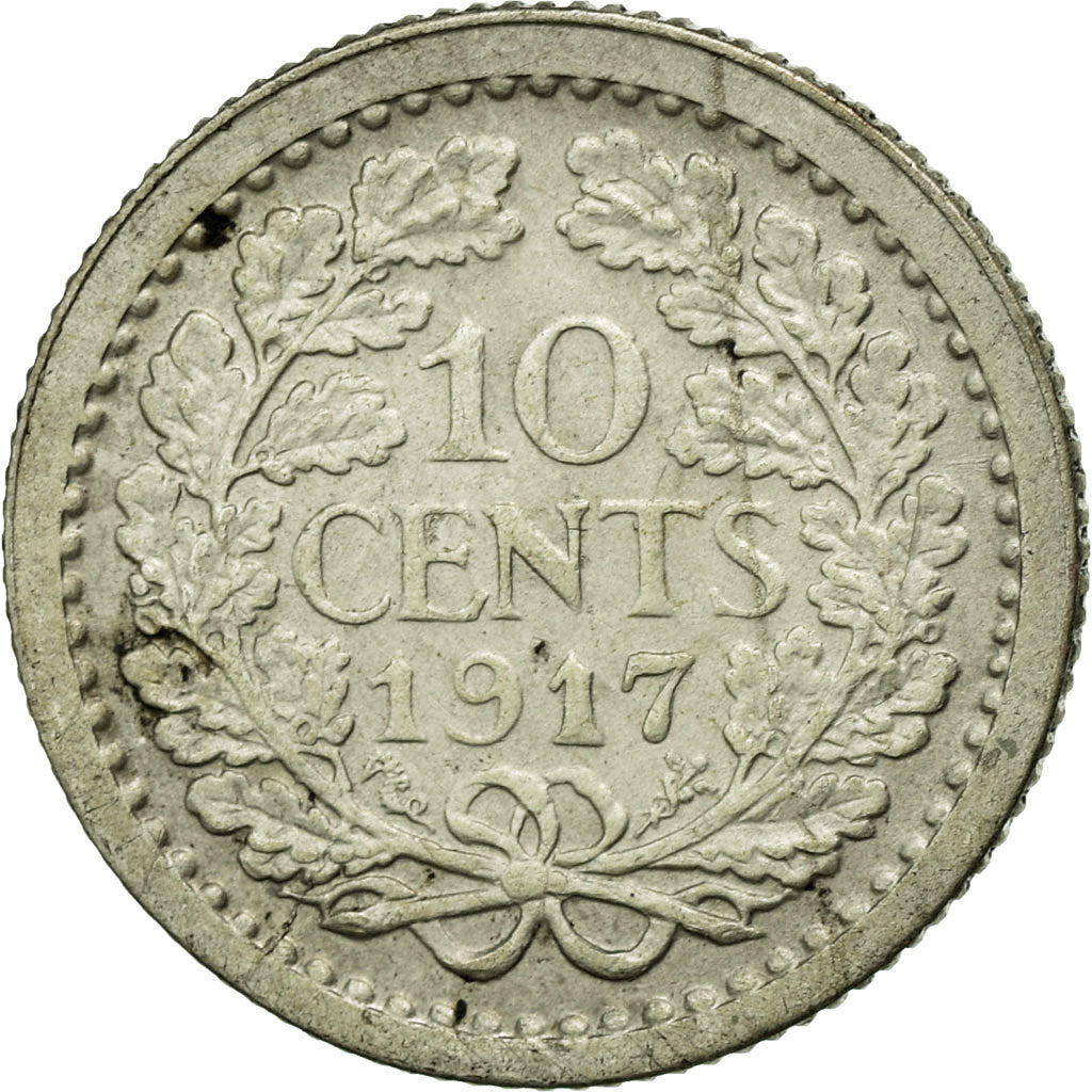 Coin, Netherlands, Wilhelmina I, 10 Cents, 1917, AU(55-58), Silver, KM:145