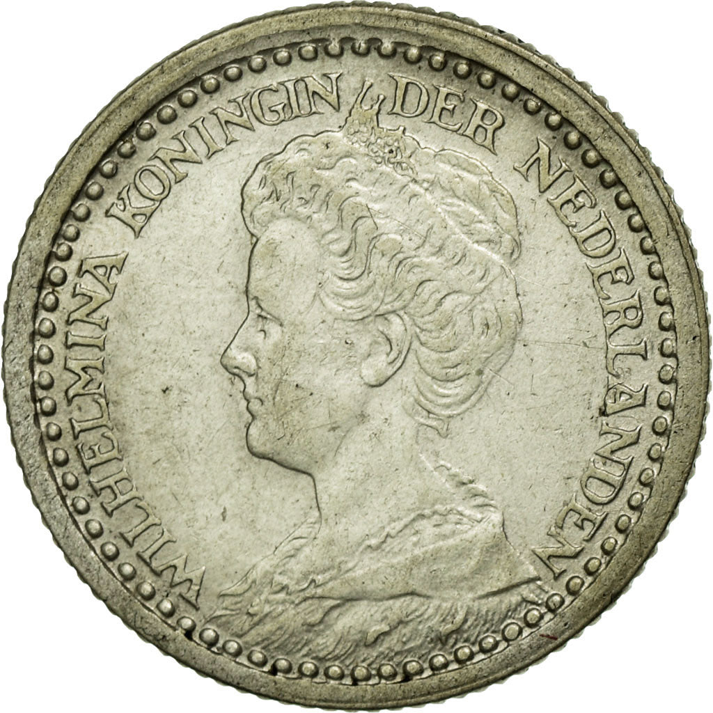 Coin, Netherlands, Wilhelmina I, 10 Cents, 1921, MS(60-62), Silver, KM:145