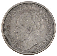NETHERLANDS, 10 Cents, 1936, KM #163, VF(20-25), Silver, 15, 1.42