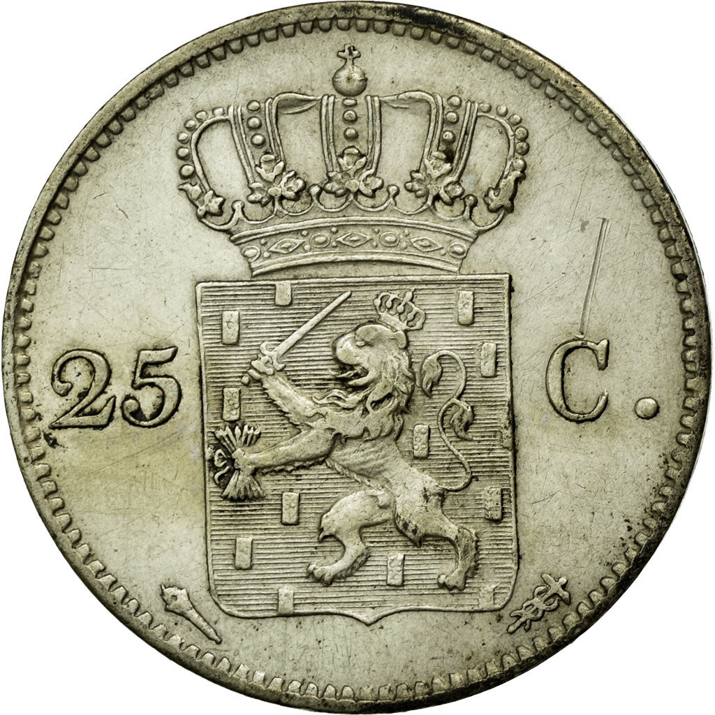 Coin, Netherlands, William I, 25 Cents, 1825, AU(55-58), Silver, KM:48