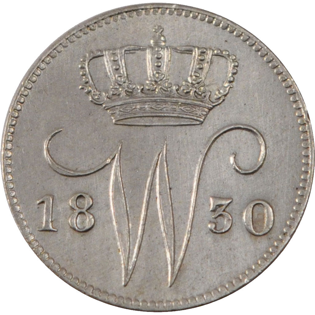 NETHERLANDS, 25 Cents, 1830, Brussels, KM #48, AU(55-58), Silver, 21, 4.23