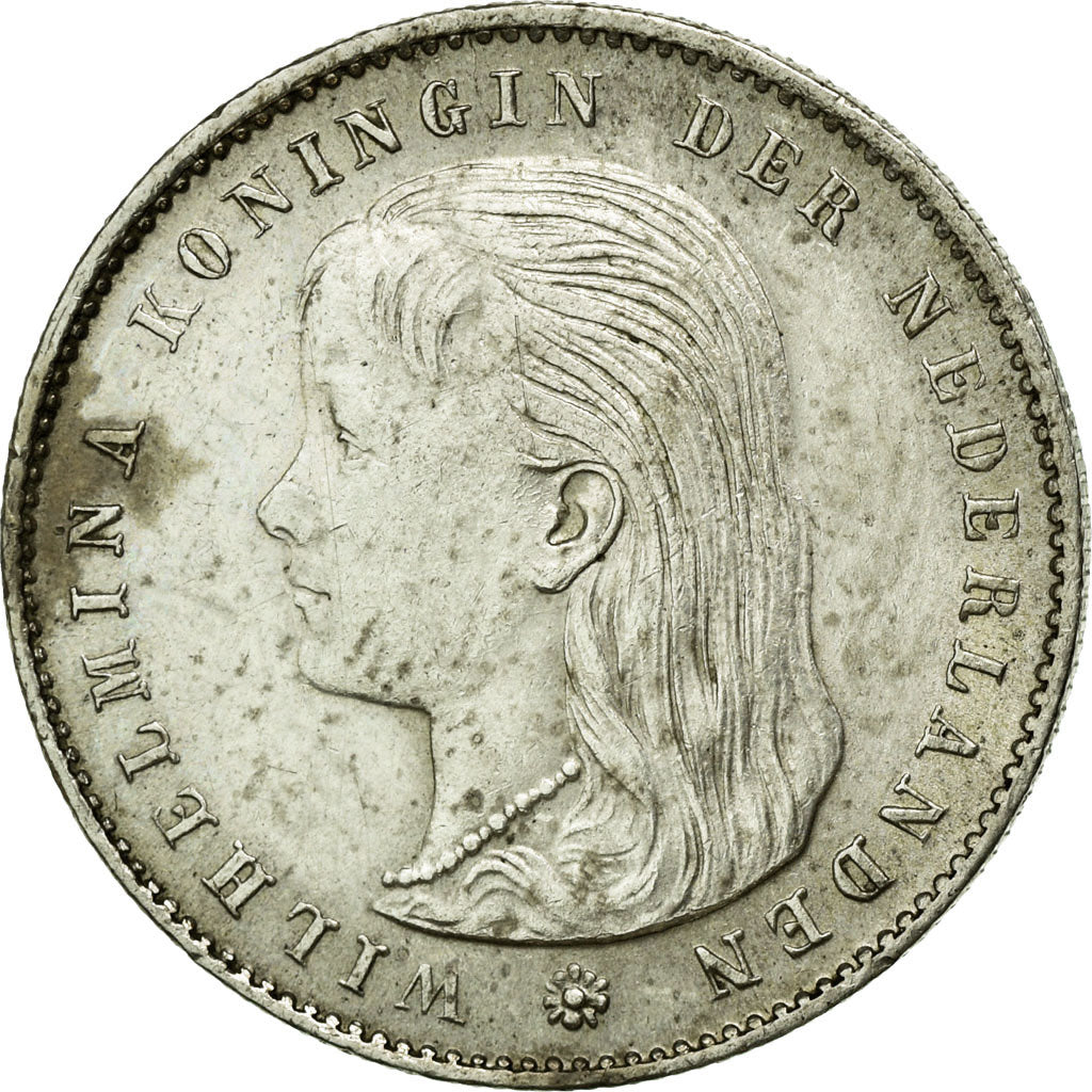 Coin, Netherlands, Wilhelmina I, 25 Cents, 1897, AU(55-58), Silver, KM:115