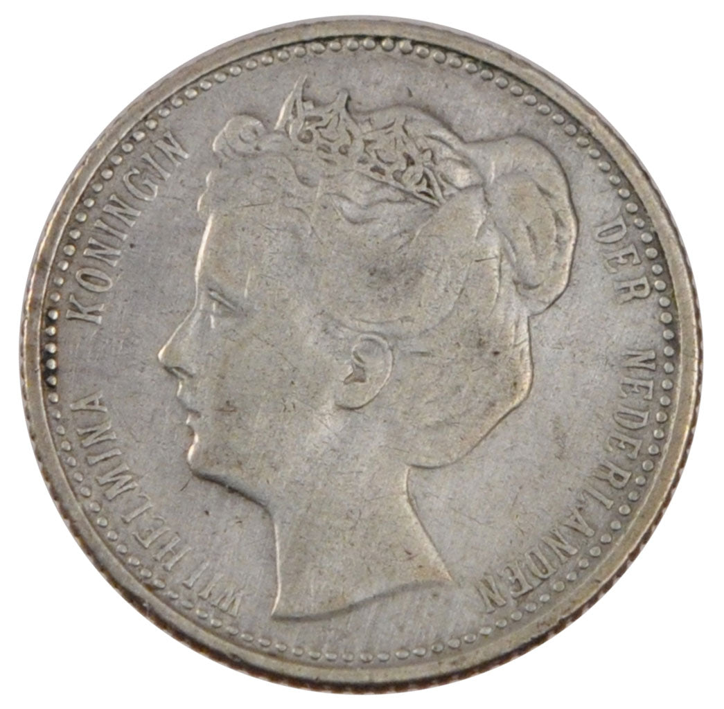 NETHERLANDS, 25 Cents, 1902, KM #120.2, EF(40-45), Silver, 19, 3.53