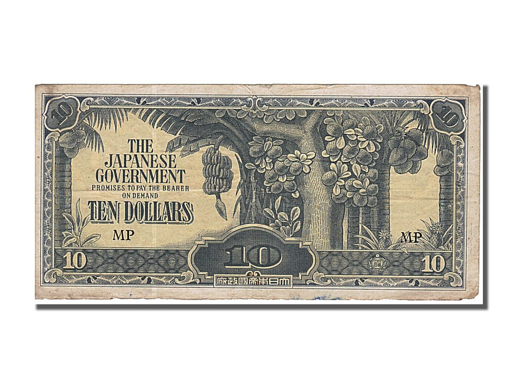 Malaya, 10 Dollars, 1942, KM #M7b, EF(40-45), MP