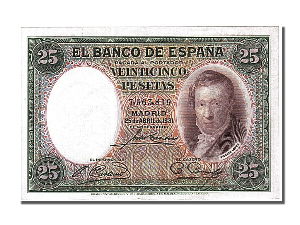 Spain, 25 Pesetas, 1931, KM #81, 1931-04-25, UNC(63), 7