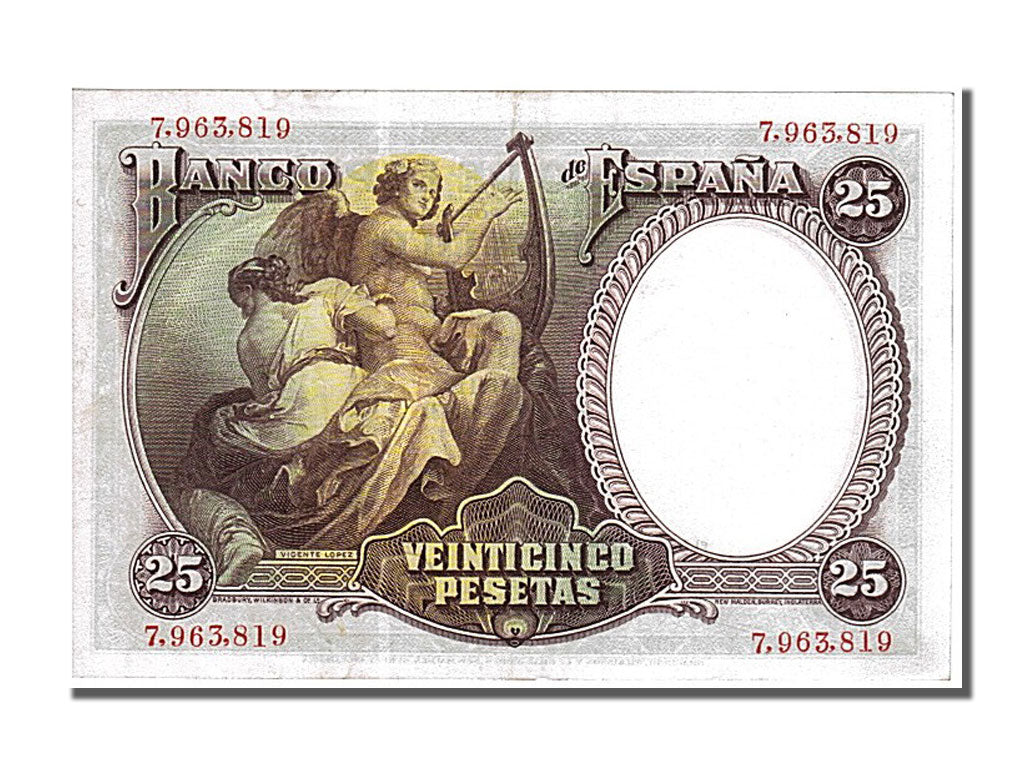 Spain, 25 Pesetas, 1931, KM #81, 1931-04-25, UNC(63), 7