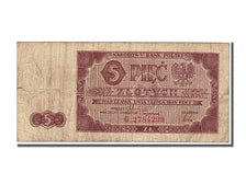 Poland, 5 Zlotych, 1948, KM #135, 1948-07-01, VF(30-35), G