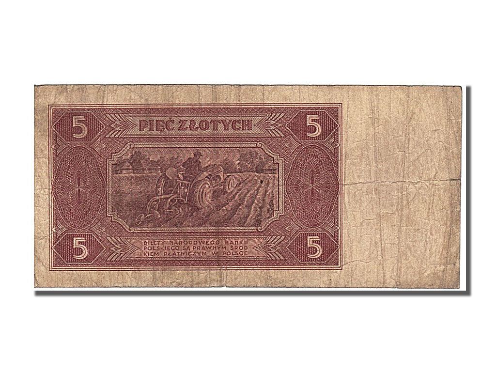 Poland, 5 Zlotych, 1948, KM #135, 1948-07-01, VF(30-35), G