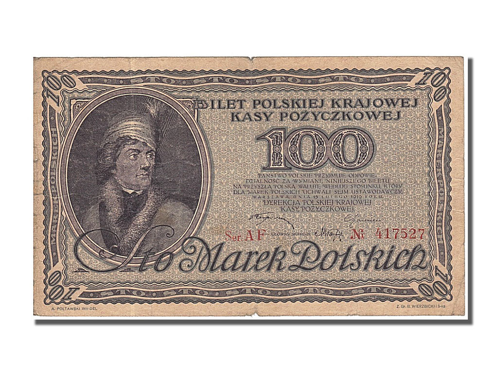 Poland, 100 Marek, 1919, KM #17b, 1919-02-15, EF(40-45), AF
