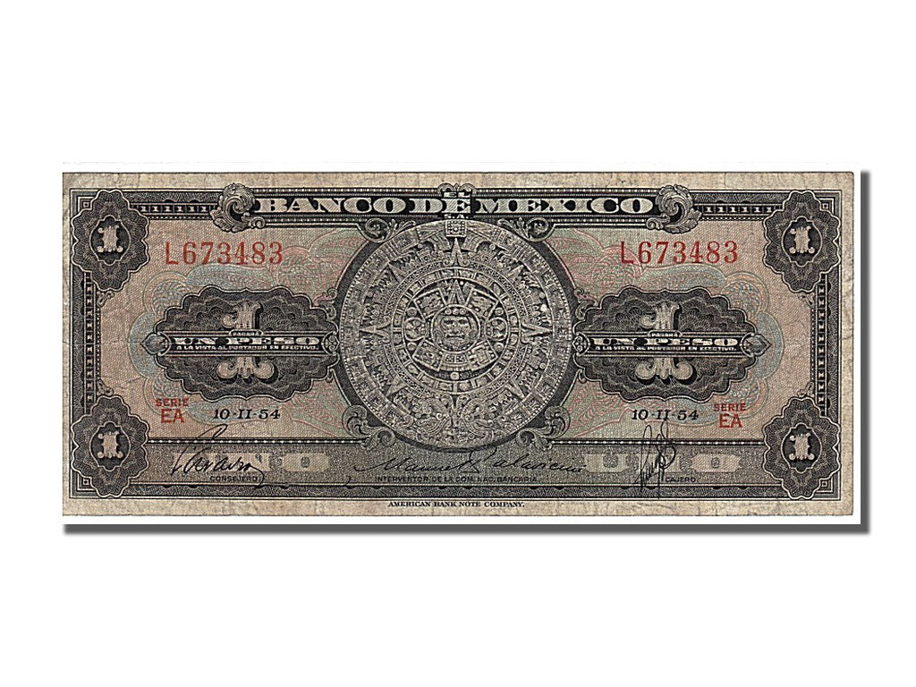 Banknote, Mexico, 1 Peso, 1954, 1954-02-10, EF(40-45)