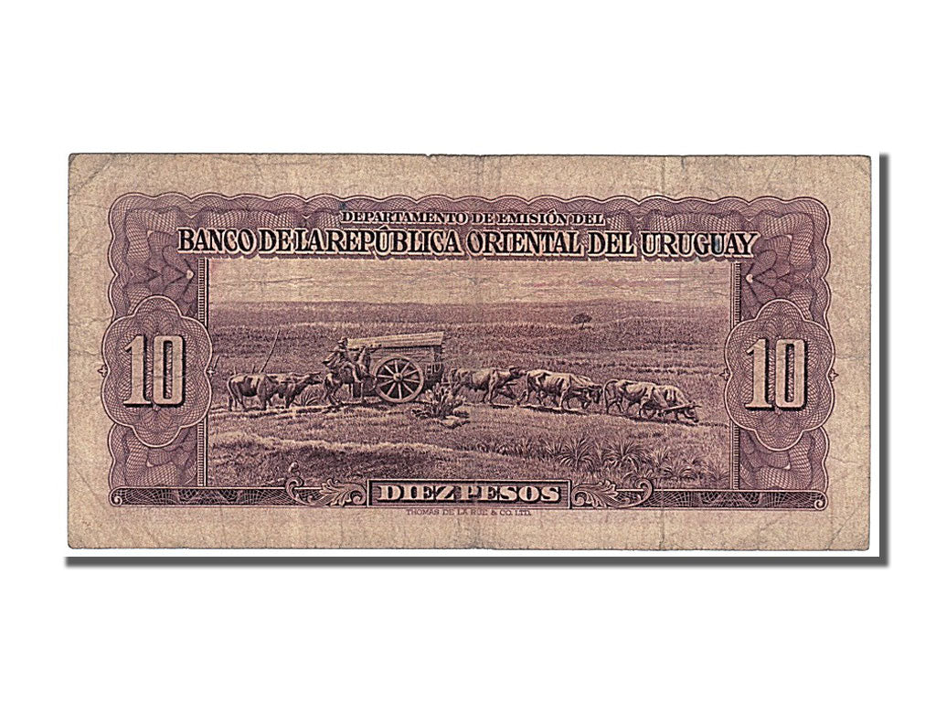 Uruguay, 10 Pesos, 1939, KM #37c, EF(40-45), C