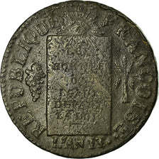 Monnaie, France, Sol aux balances françoise, Sol, 1793, Lille, TTB+, Bronze