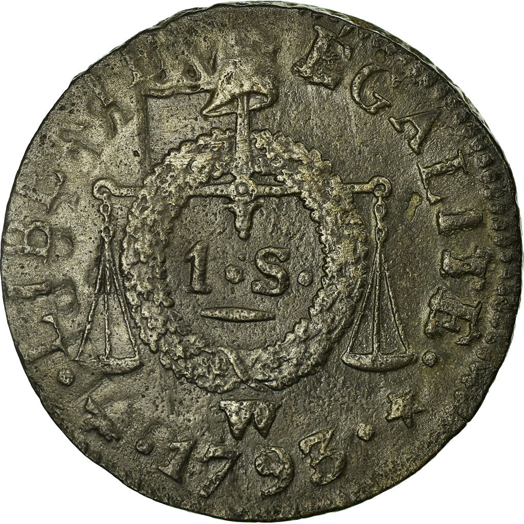Moneta, Francja, Sol aux balances françoise, Sol, 1793, Lille, AU(50-53)