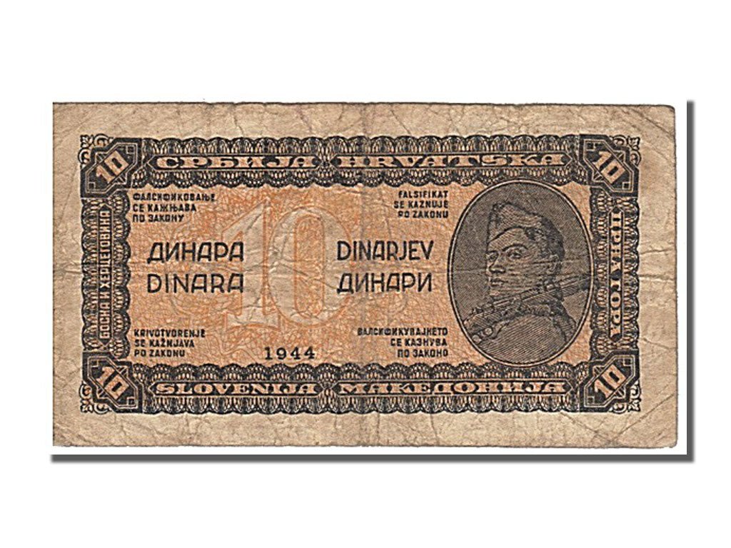 Yugoslavia, 10 Dinara, 1944, KM #50a, VF(20-25)