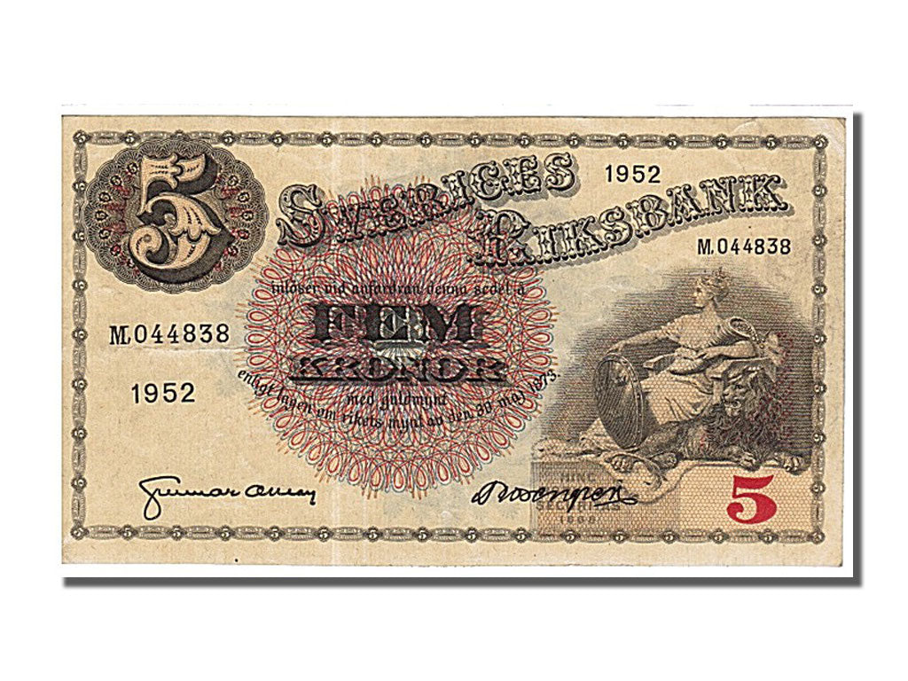 Sweden, 5 Kronor, 1952, KM #33ai, UNC(60-62), M