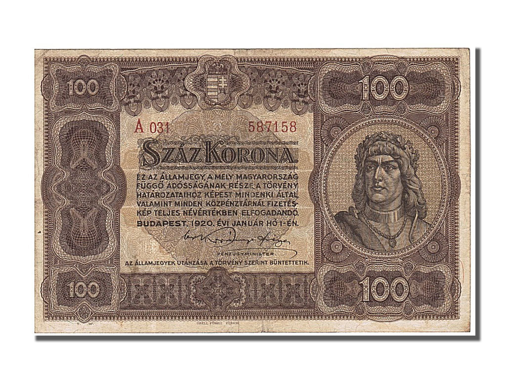 Hungary, 100 Korona, 1920, KM #63, 1920-01-01, AU(50-53), A