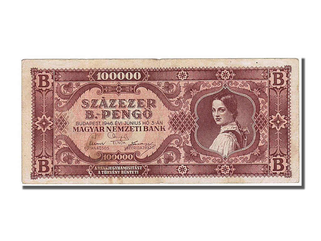 Hungary, 100,000 B.-Pengö, 1946, KM #133, 1946-06-03, EF(40-45)