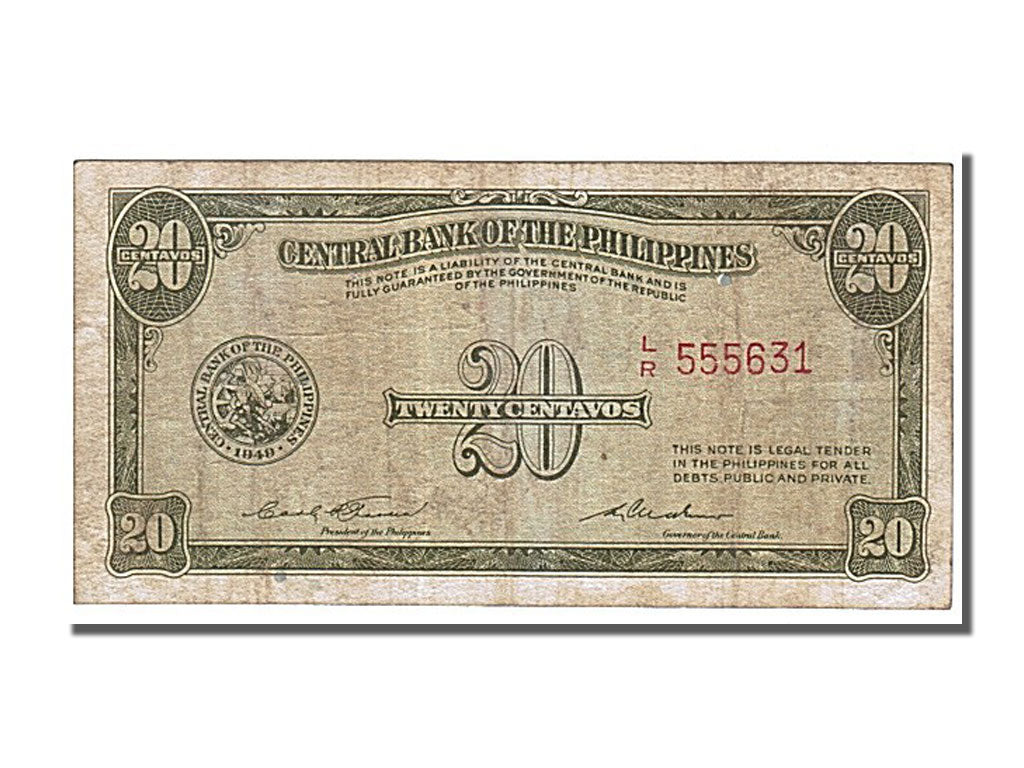 Philippines, 20 Centavos, 1949, KM #130b, EF(40-45), LR