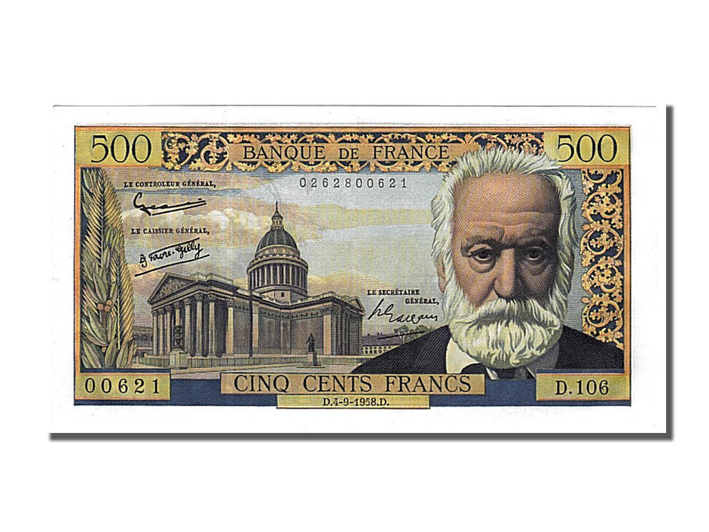 Banconote, Francia, 500 Francs, 1955-1959 Overprinted with ''Nouveaux Francs''