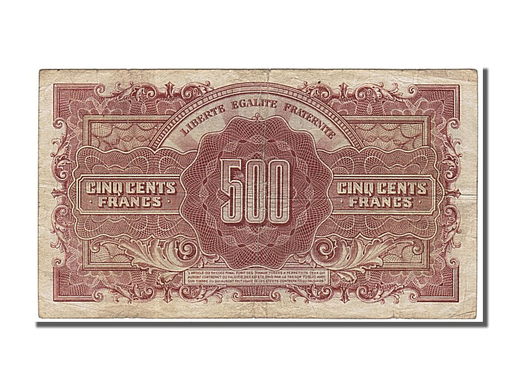 France, 500 Francs, 1943-1945 Marianne, 1945, KM #106, 1945-06-01, EF(40-45),...
