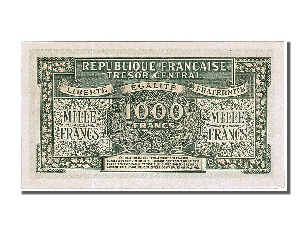 France, 1000 Francs, 1943-1945 Marianne, 1945, KM #107, UNC(65-70), 54D,...