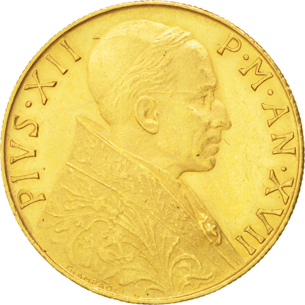 CITTÀ DEL VATICANO, Pius XII, 100 Lire, 1955, SPL-, Oro, KM:53.1