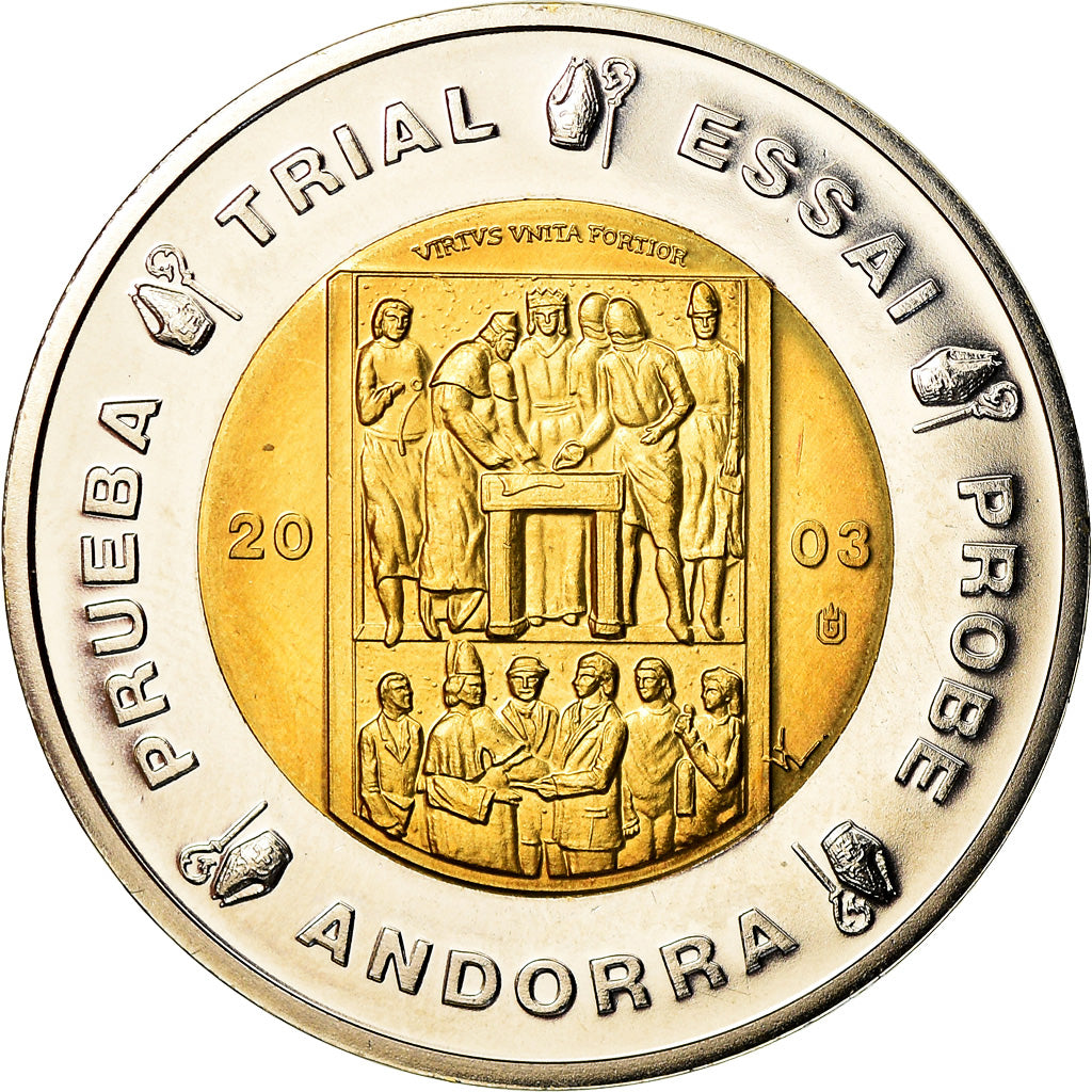 Andorra, Medal, 2 E, Essai-Trial, 2003, MS(64), Bi-Metallic