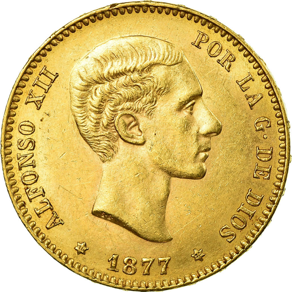 Moneda, España, Alfonso XII, 25 Pesetas, 1877, EBC, Oro, KM:673