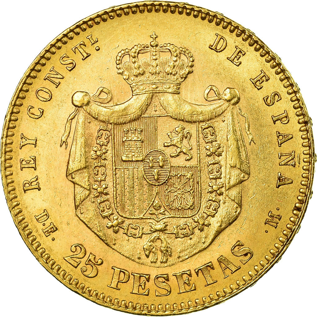 Moneda, España, Alfonso XII, 25 Pesetas, 1877, EBC, Oro, KM:673