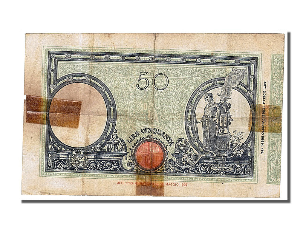 Italy, 50 Lire, 1927, KM #47a, 1927-03-16, VG(8-10), M727