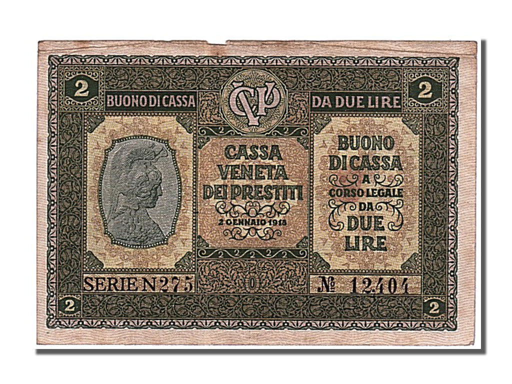 Italy, 2 Lire, 1918, KM #M5, 1918-01-02, AU(55-58), N275